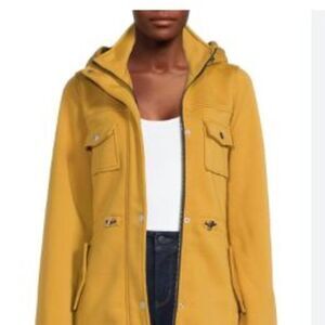 Big Chill Women's Fleece Anorak  Jacket with Sherpa Lined Hood - Mustard, size L